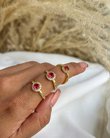 Anillo perla roja